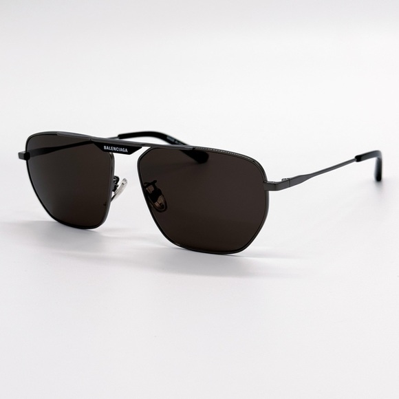 NEW BALENCIAGA BB0298SA 001 AVIATOR BLACK  METAL UNISEX SUNGLASSES BALENCIAGA - Picture 3 of 9